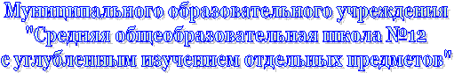 Муниципального образовательного учреждения
"Средняя общеобразовательная школа №12
с углубленным изучением отдельных предметов"